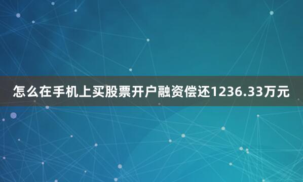 怎么在手机上买股票开户融资偿还1236.33万元